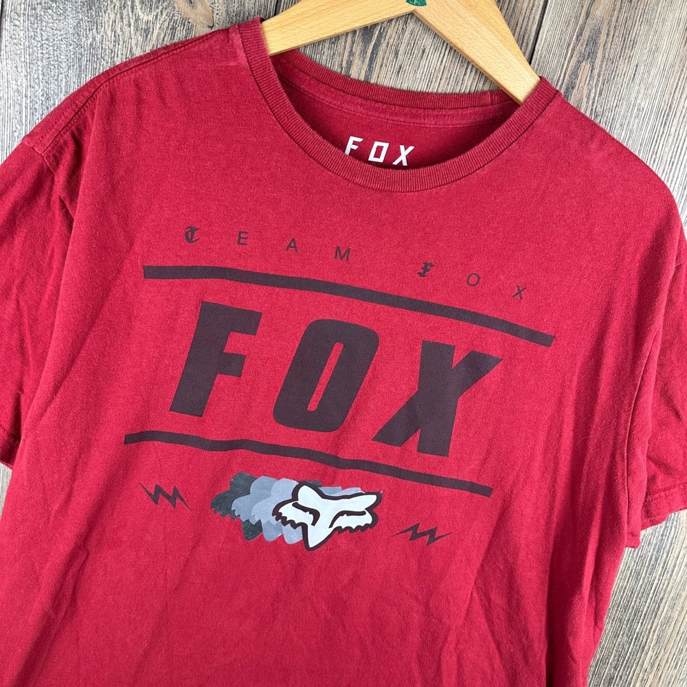 Fox Racing Team Fox Logo Graphic T-Shirt Red Size Large Standard Fit